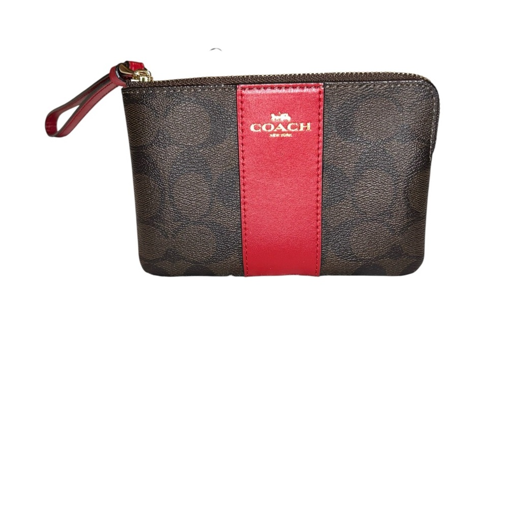 Coach Red and Brown Wristlet